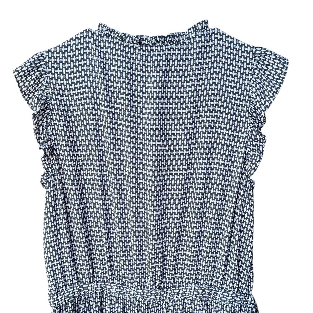 Cece Navy Blue Flutter Sleeve Swiss Dot V Neck Jumpsuit with Wide Leg Size L - Picture 5 of 9